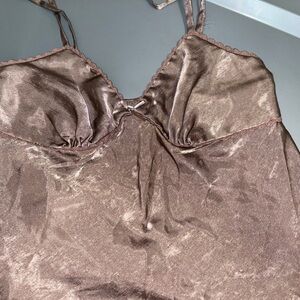 No Boundaries Brown Satin Chemise